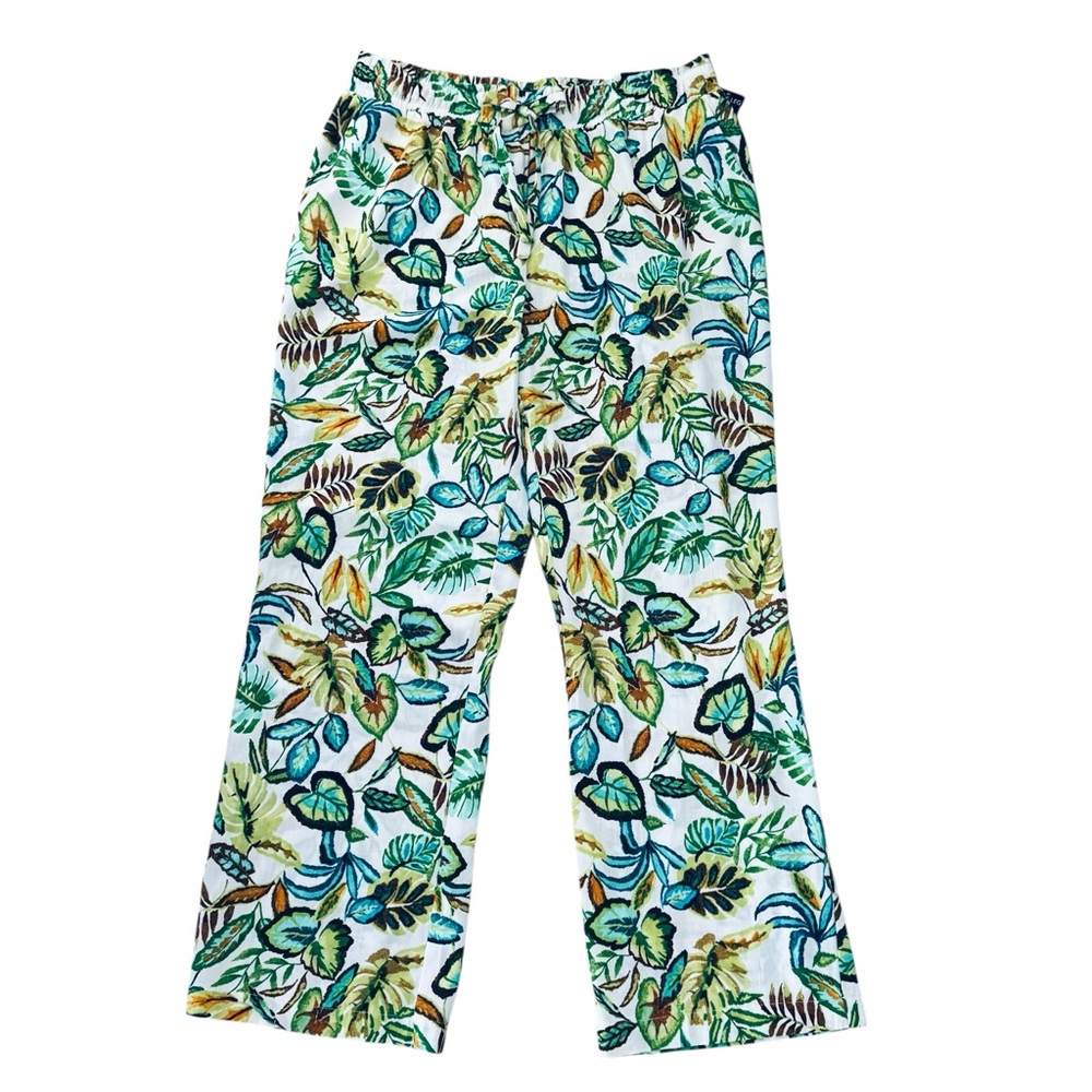NWT SOHO Size Large Tropical Print Pull On Wide Leg Beach Pants